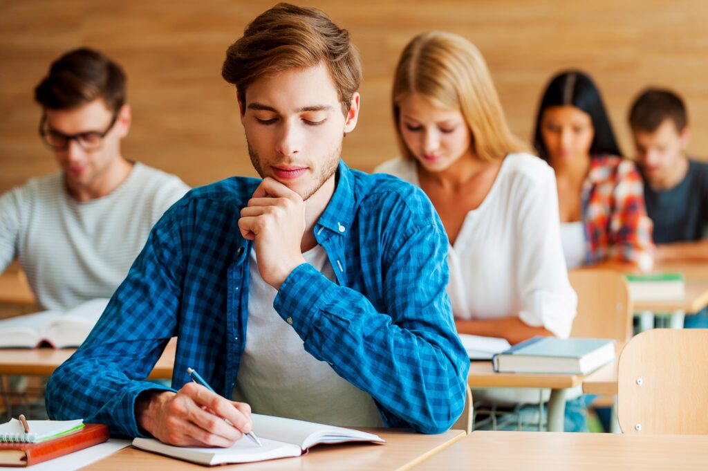 Focused on exam.