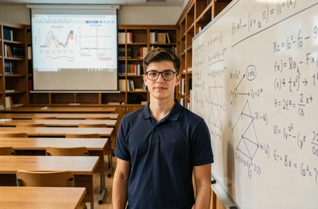 Étudiant en ingénierie informatique devant un tableau de cours à l'ENSEIRB-MATMECA de Bordeaux INP
