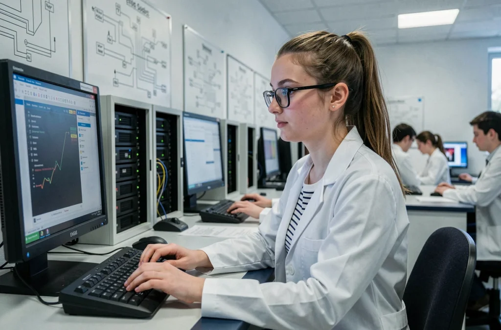 Étudiante en informatique dans un laboratoire de l'ENSIIE à Évry, école nationale supérieure d'informatique et ingénierie